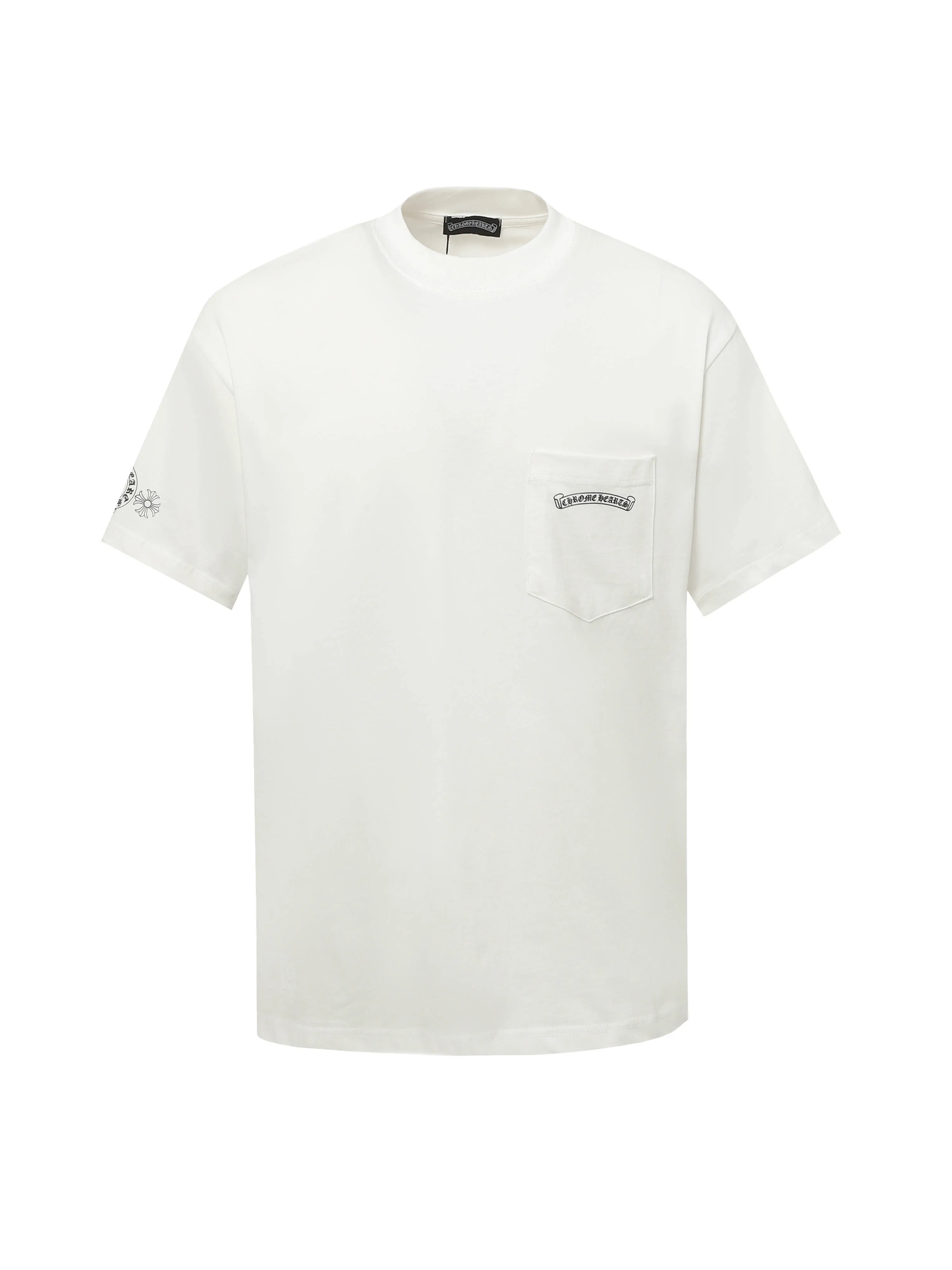 🅿️170 Chrome hearte/Chrome heart ch 25ss early spring new Sanskrit printed short-sleeved T-shirt. A must-have item for daily commuting for men and women in light luxury. The correct version is welcome to compare. Detailed features: ·280 grams of 100% pure cotton double yarn jersey fabric. ·Custom-dyed in the same vat with special thickened 32 counts of double-strand 1x1 thread. ·Double-needle cross-stitch technology. ·Original main mark washed hangtag. Color: black white. Size: XS-L